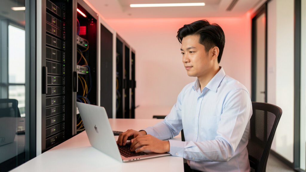 Kỹ thuật viên IT GPIT làm việc
