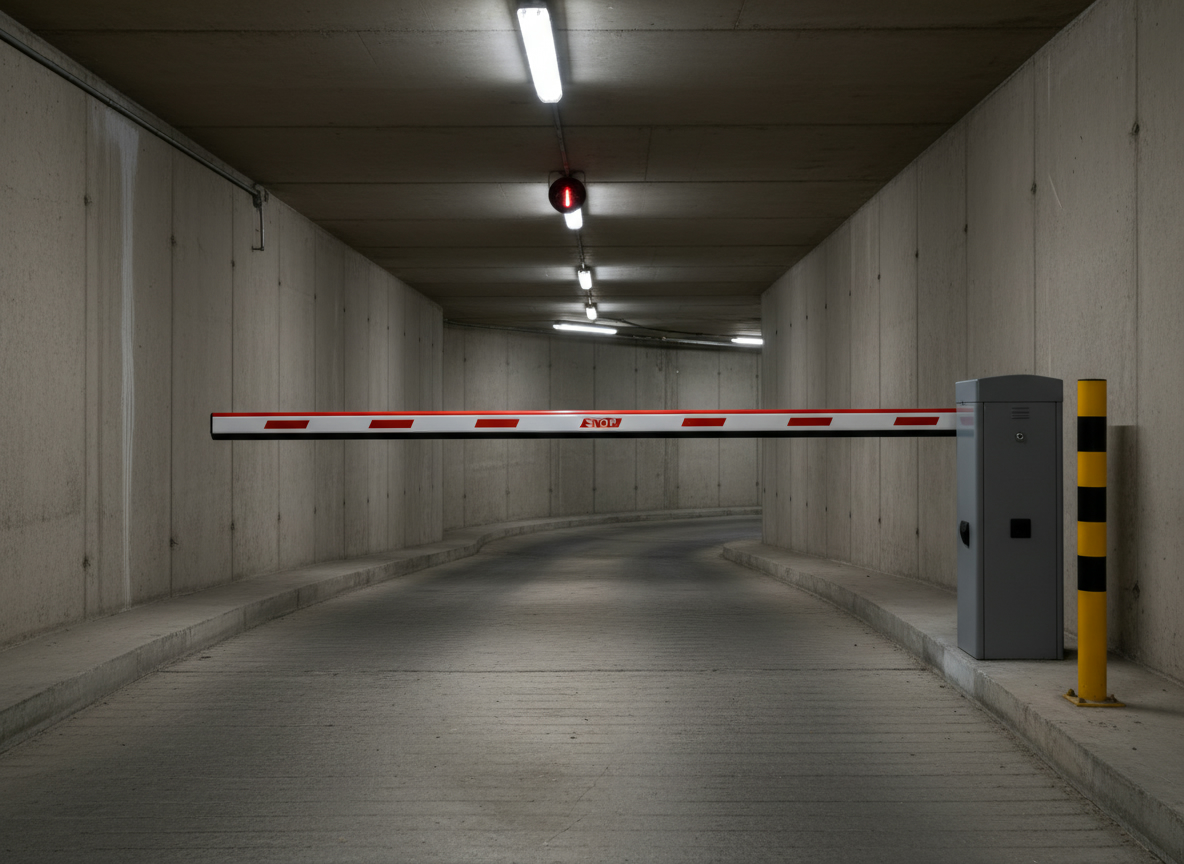 Barrier tự động ở lối vào bãi đỗ xe