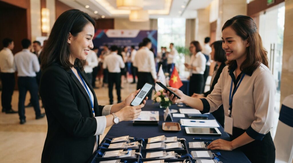 Check-in sự kiện bằng QR tại bàn đón khách hội nghị